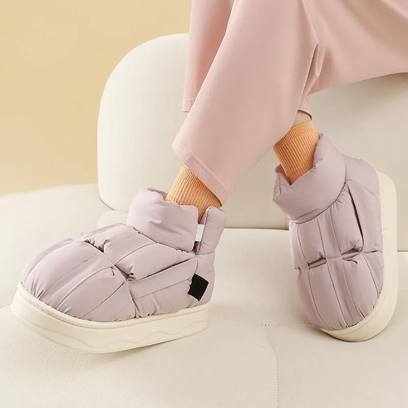 Thick-soled Women Snow Boots Winter Warm Down Non-slip Outdoor Waterproof Cotton Shoes  Soft Plush Couple Chunky Ankle Boot