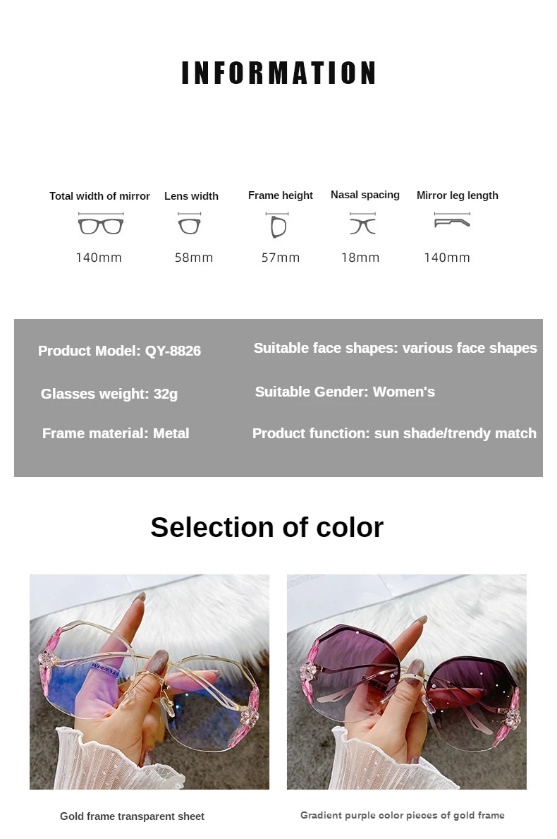 Fashion Glasses Diamond Sunglasses Women 2022 Brand Rimless Shades For Women Luxury Vintage Vasos Decorativos Zonnebril Dames large sunglasses