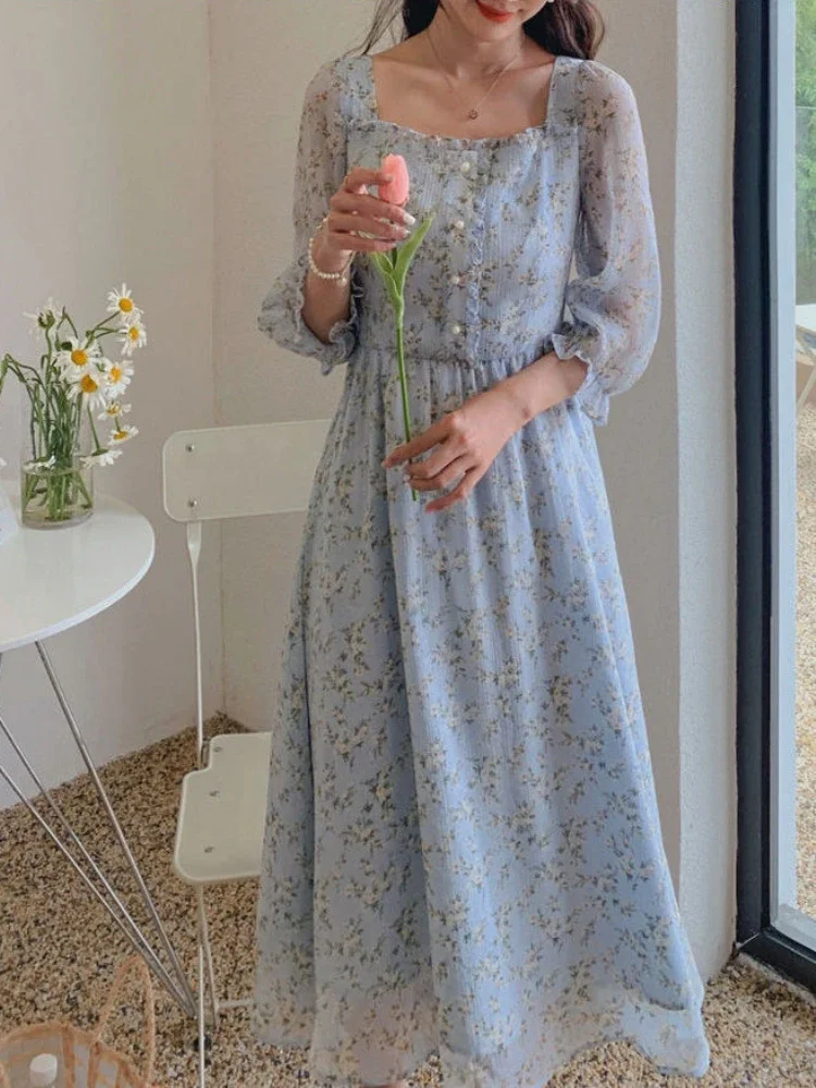 Dresses Women Flowers Sheer Hotsweet Ins All-match Korean