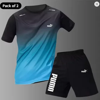 Abbigliamento sportivo da uomo, magliette a maniche corte e pantaloncini in seta ghiacciata, abbigliamento da corsa, abbigliamento da ping pong e badminton da uomo, t-shirt sfumate
