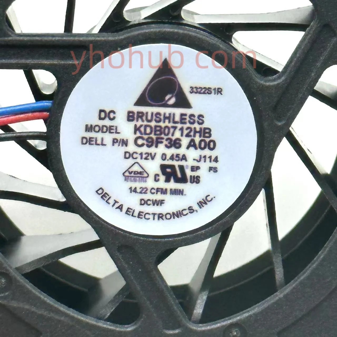 Delta Electronics Kdb0712hb J114 0c9f36 dc 12v 0.45a Ventilador de Refrigeração do Servidor de Fios - Imagem 2