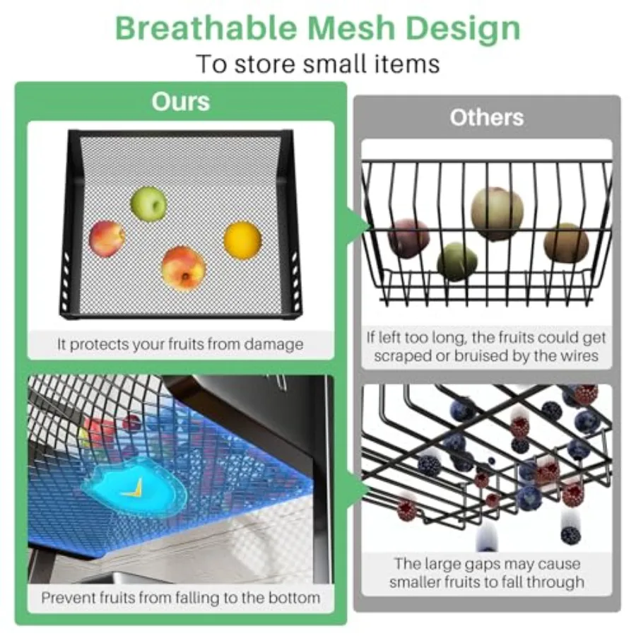 Fruit Basket Bowls For Kitchen Counter with Banana Hangers Detachable Metal Fruit Stand with Handle Kitchen Vegetables Bread Sn