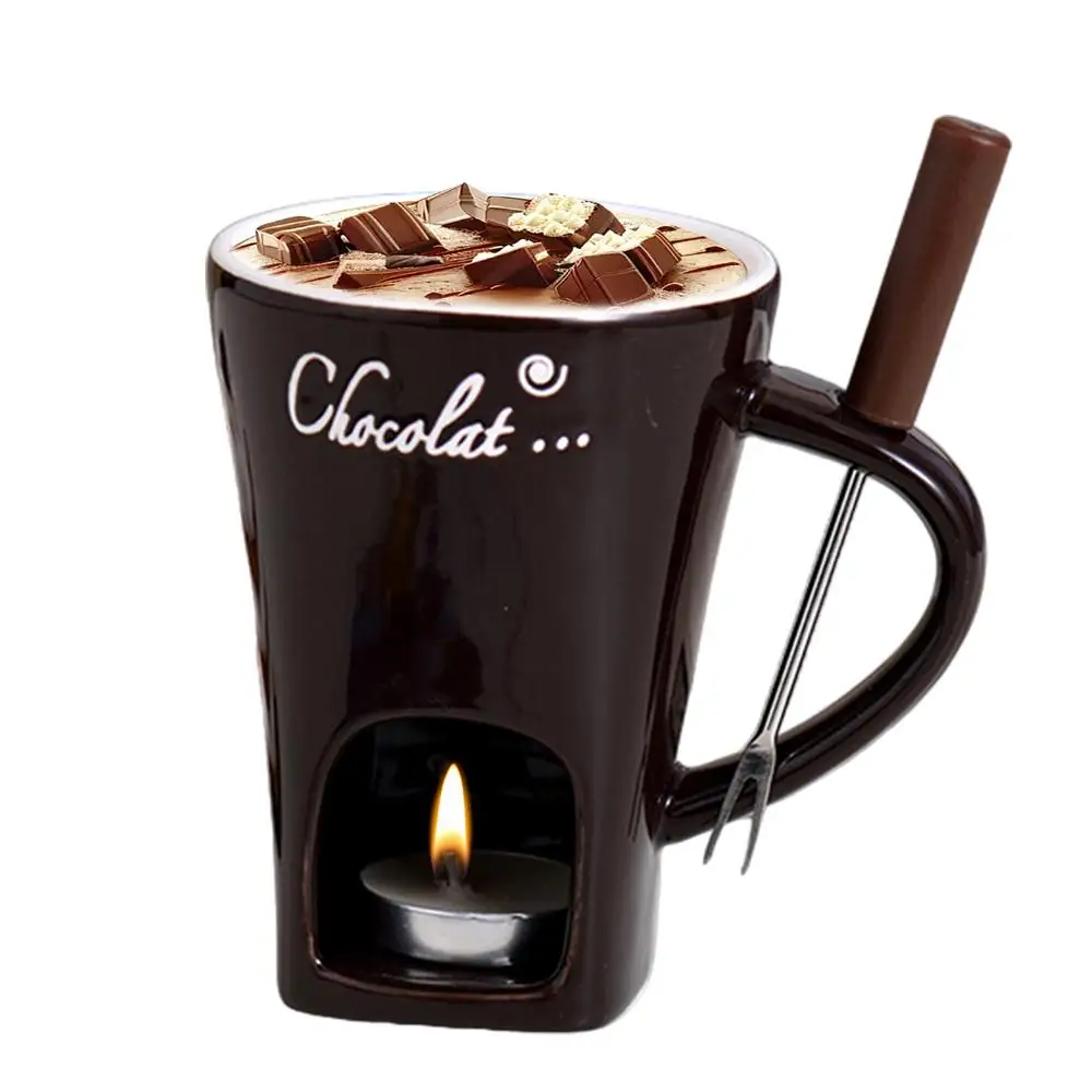 Description Picture 3 of itemTea Candle Fondue Set Hot Pot Ceramic Melting Cup Chocolate Fondue Mug Butter Warmer Heating Tea Light Melting Pot for Candy