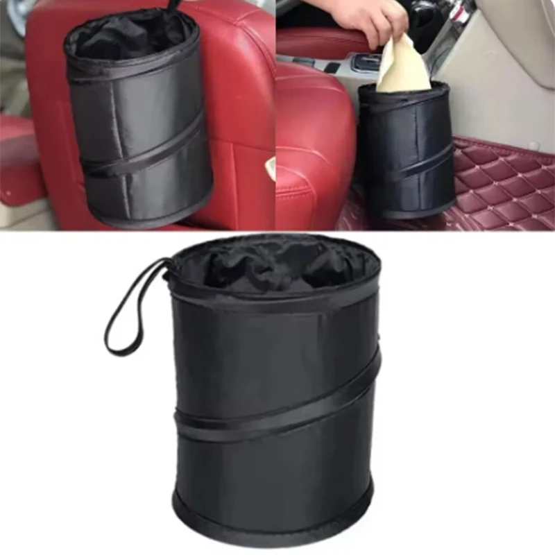1Pc Car Trash Can car storage bag car trash can Portable Durable Foldable Hanging Car Storage Bucket Chair Back Oxford Cloth Storage Bag Universal Trash Can