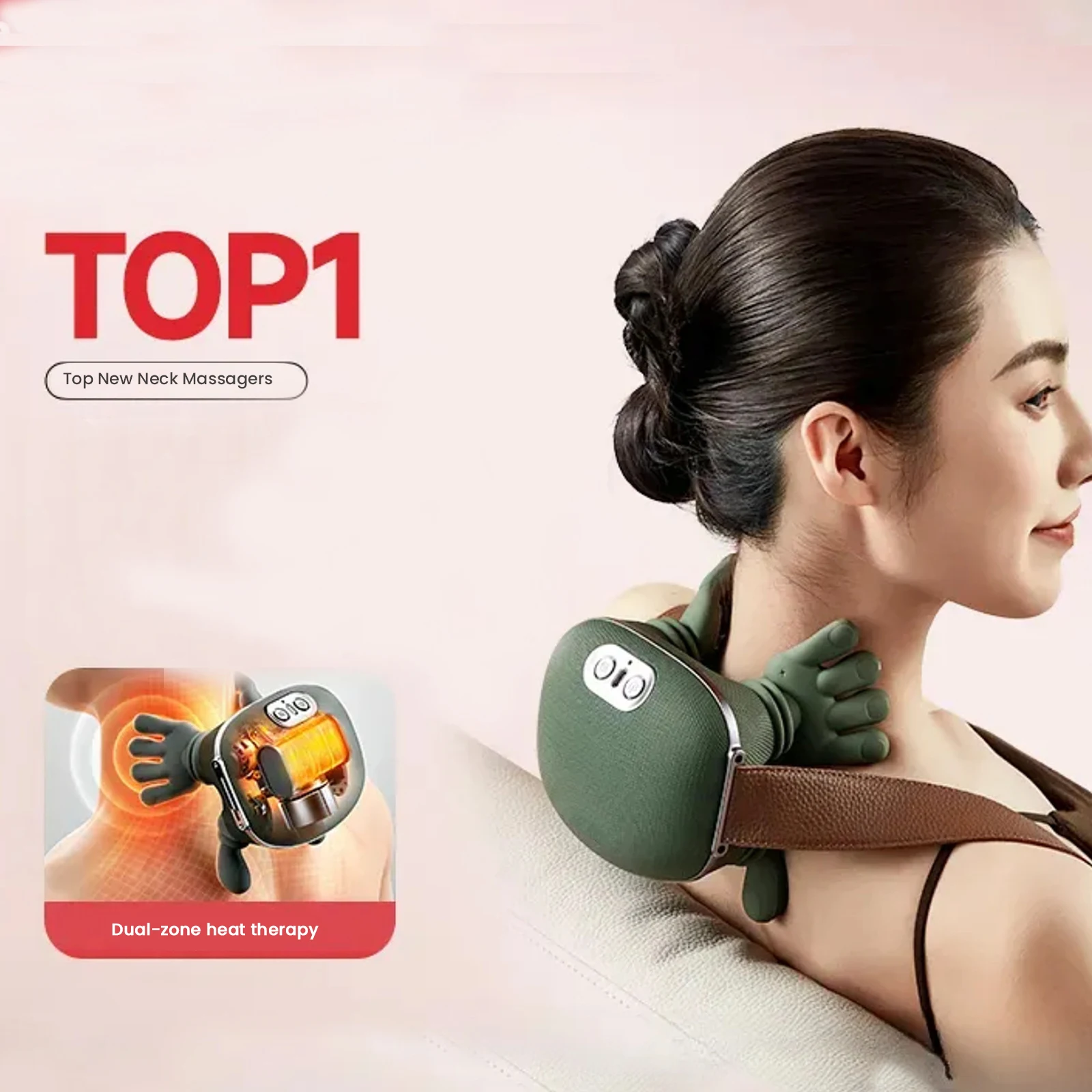 Neck Shoulder Shiatsu Massager 3-Level Modes Electric Heated Massagers Body Back Waist Leg Arm Cervical Muscle Kneading Massager 1