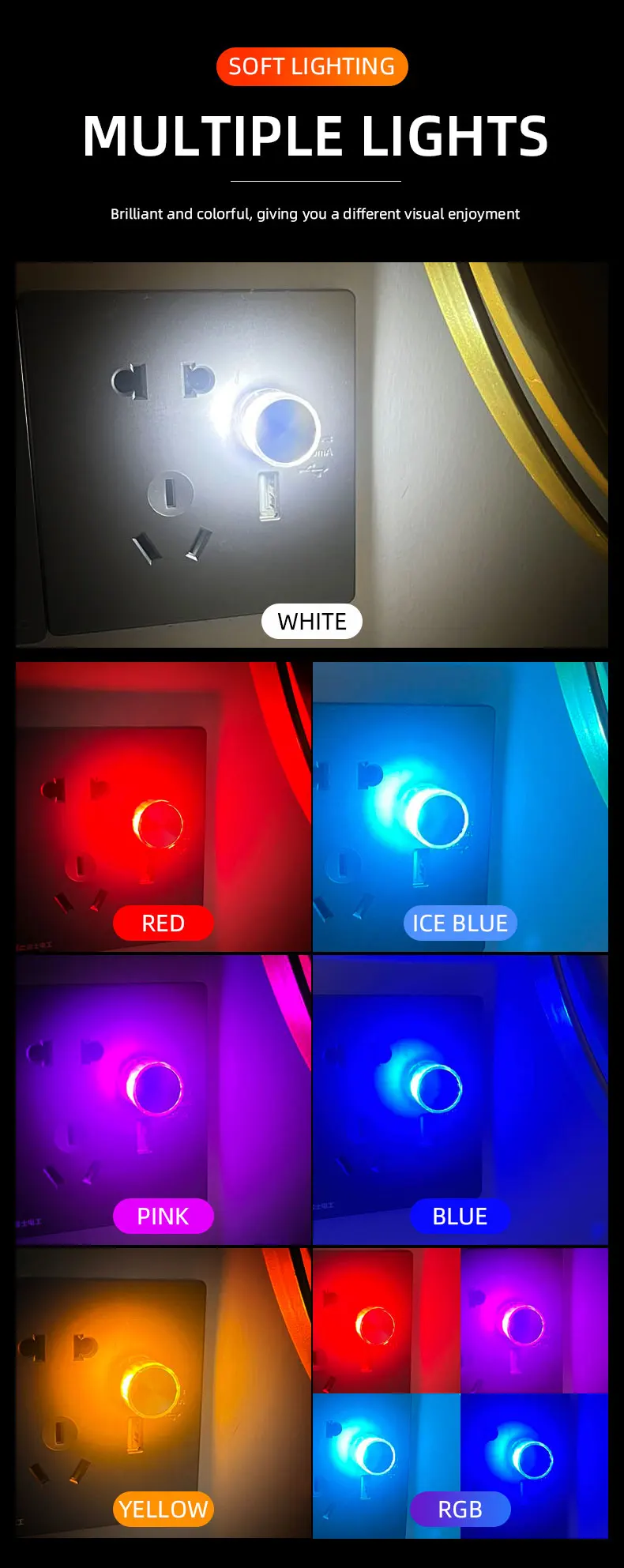 1x Night Light LED Interior Lights USB Mini Interior Ambient Lighting Decorative Lamp Indoor Lighting RGB for Bedroom Car Office