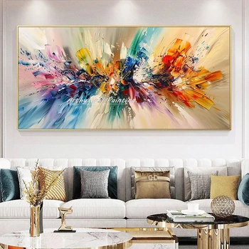 Arthyx, grandi dipinti ad olio colorati con coltello dipinto a mano, poster astratto su tela, immagini di arte della parete, arredamento della stanza, decorazione domestica moderna 1