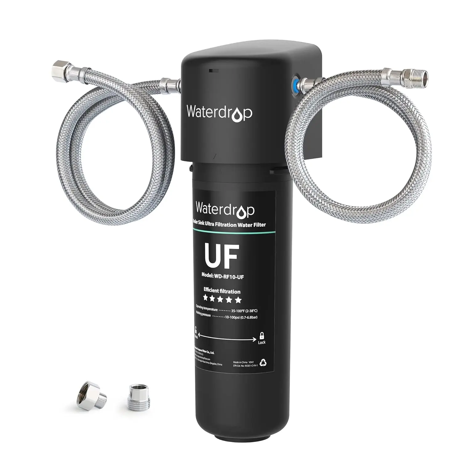Waterdrop 10UA-UF 0.01 &mu;m Ultra Filtration Under Sink Water Filter for Ba&ccedil;tёria Reduction, 8K Gallons, USA Tech