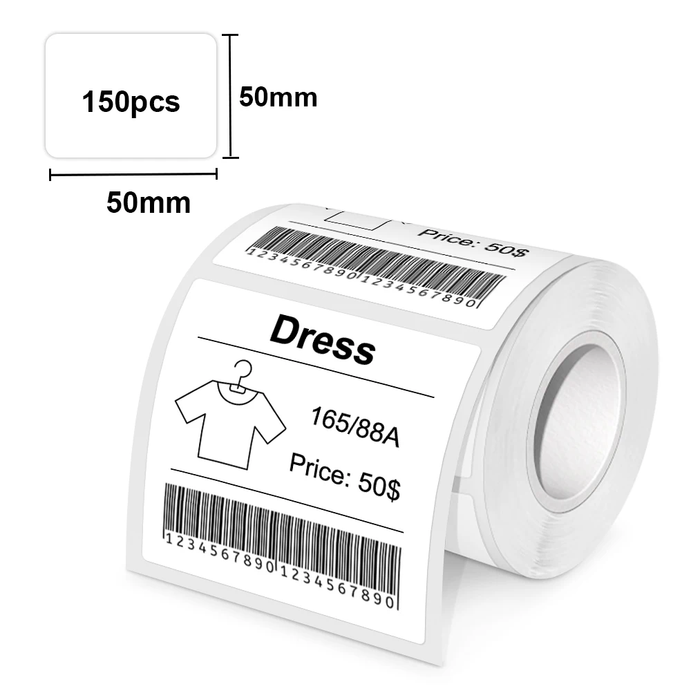 Papier d'étiquettes autocollantes blanches pour imprimante d'étiquettes  thermiques Bluetooth, étiqueteuse, autocollant adhésif, E210 Mini, Phomemo  P50, M110, 50x50mm