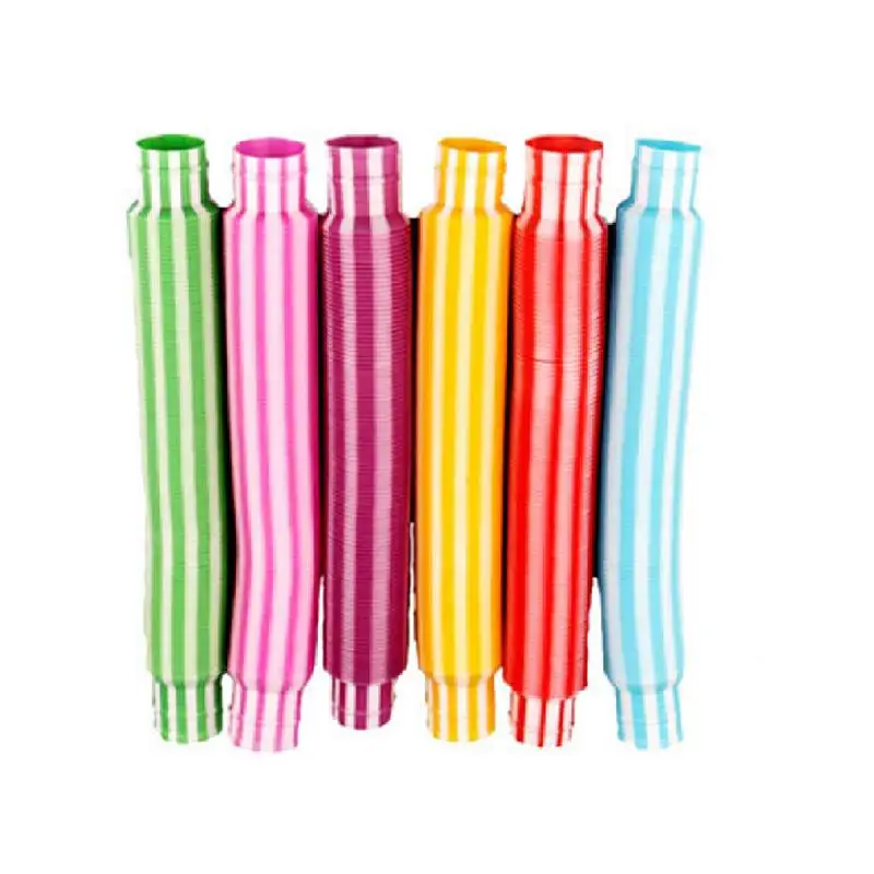 

6Pcs Colorful Plastics Pop Tube Coil Children'S Creative Magical ToysCircle Funny Toys Early Development Educational Folding Toy