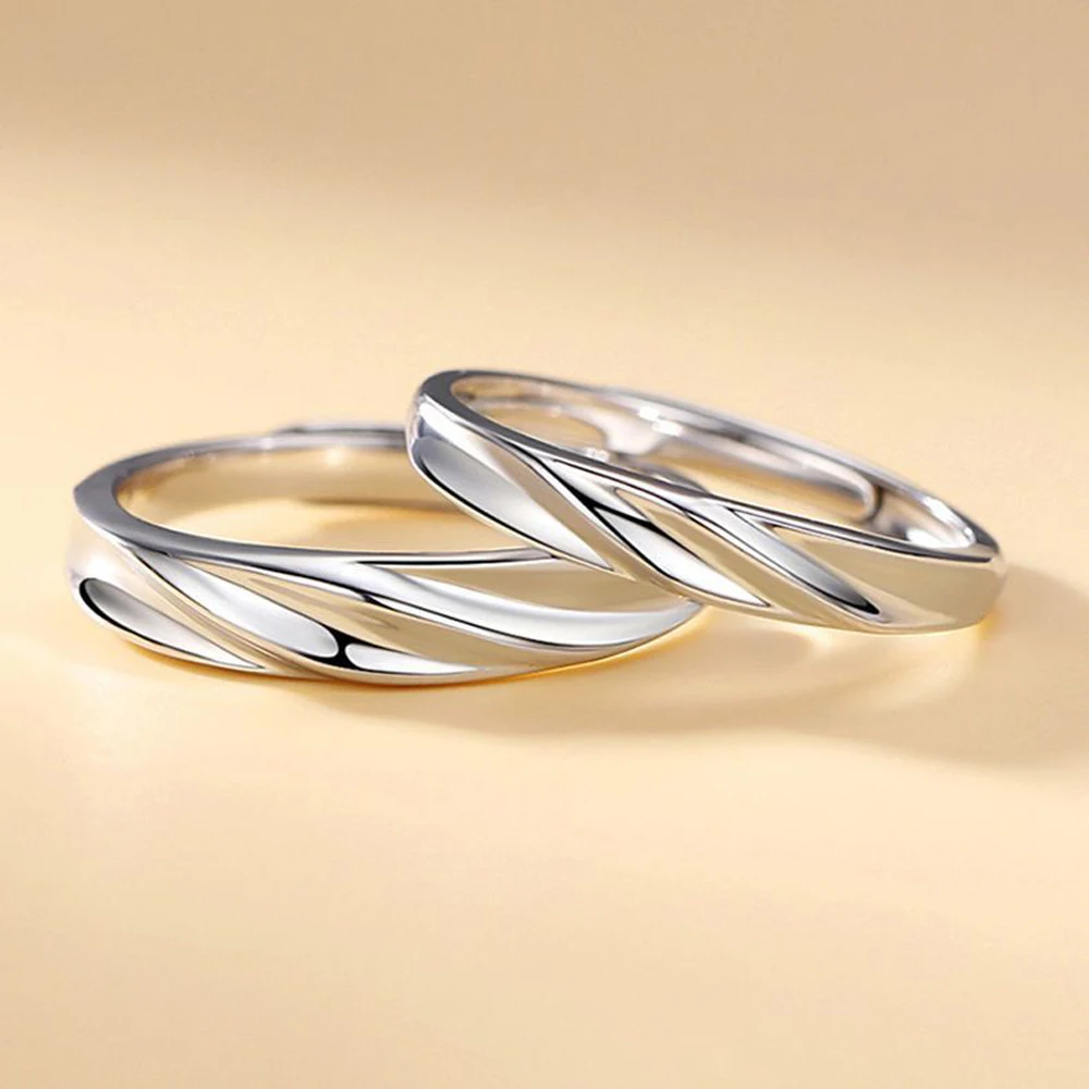 Daifuni 100% S925 Sterling Silver Shiny Couple Simple Ring For Women Men Wedding Jewelry Finger Fine Jewelry Fashion Gifts New 5