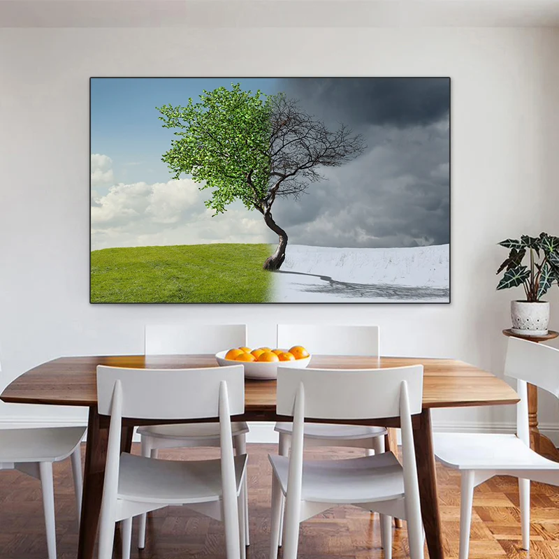 Seasons Artwork Summer and Winter Printed on Canvas