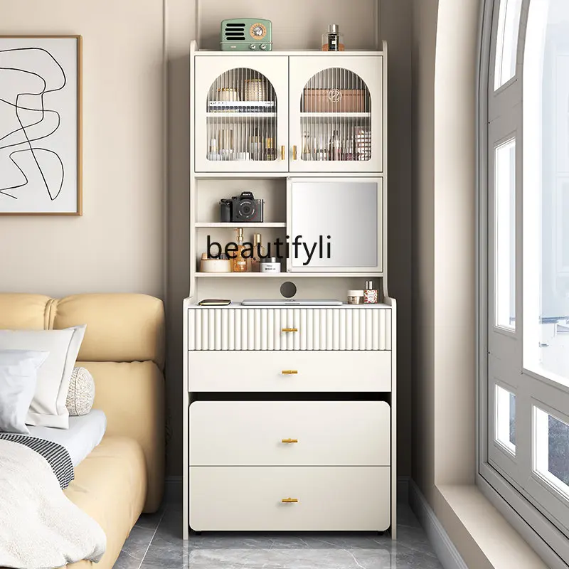 

Cream Style Stone Plate Dressing Table Locker Integrated Bedroom Modern Minimalist Mini Makeup Table Cosmetic Cabinet