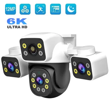 6K 12MP HD IP Camera Outdoor Three-Lens External WiFi Camera 4K Dual Screen Security PTZ Cam Auto Tracking CCTV Surveillance 1