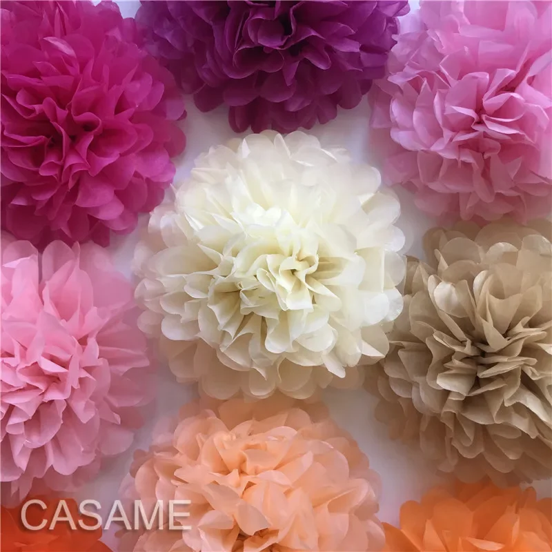 10pcs Wedding Decorative Paper Pompoms Pom Poms Flower Balls Party Home Decor Tissue Birthday Christmas DIY Decoration 25cm Dia.