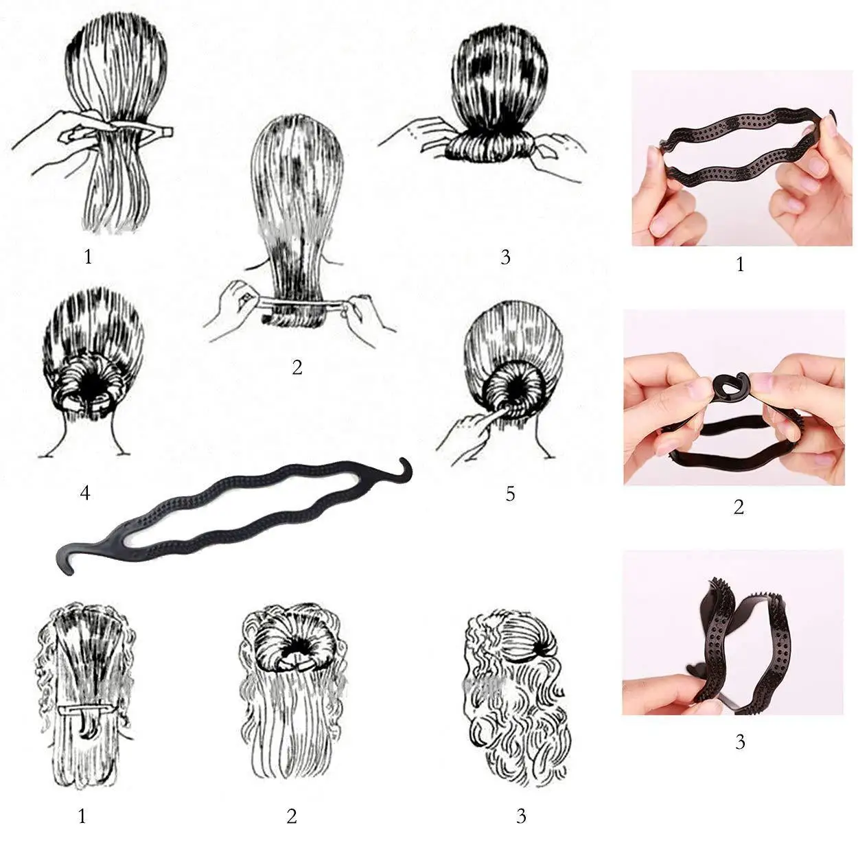 4-6Pcs/Set Black Basic Styling Tool Braid Hairstyle Twist Donut Bun Maker Hairpins For Women DIY Hair Styling Accessories 4