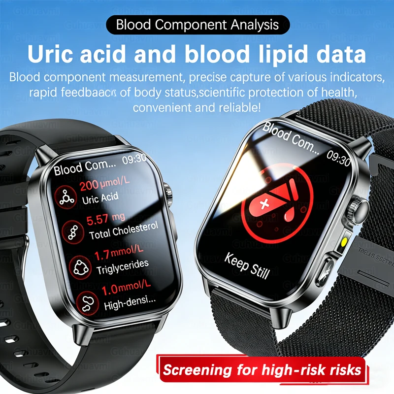 Nieuwe smartwatch voor vrouwen (2026) met ECG, lichaamsvetmeting, BMI, urinezuurmeting, bloedlipidenmeting, hartslagmeting, Bluetooth-bellen en een AMOLED-scherm. Geschikt voor iOS en Android._voghion.com