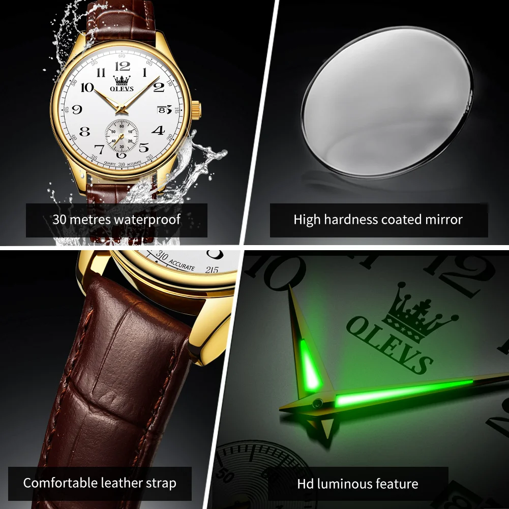 OLEVS 3622 ساعة كوارتز كرونوغراف للرجال حزام جلدي...