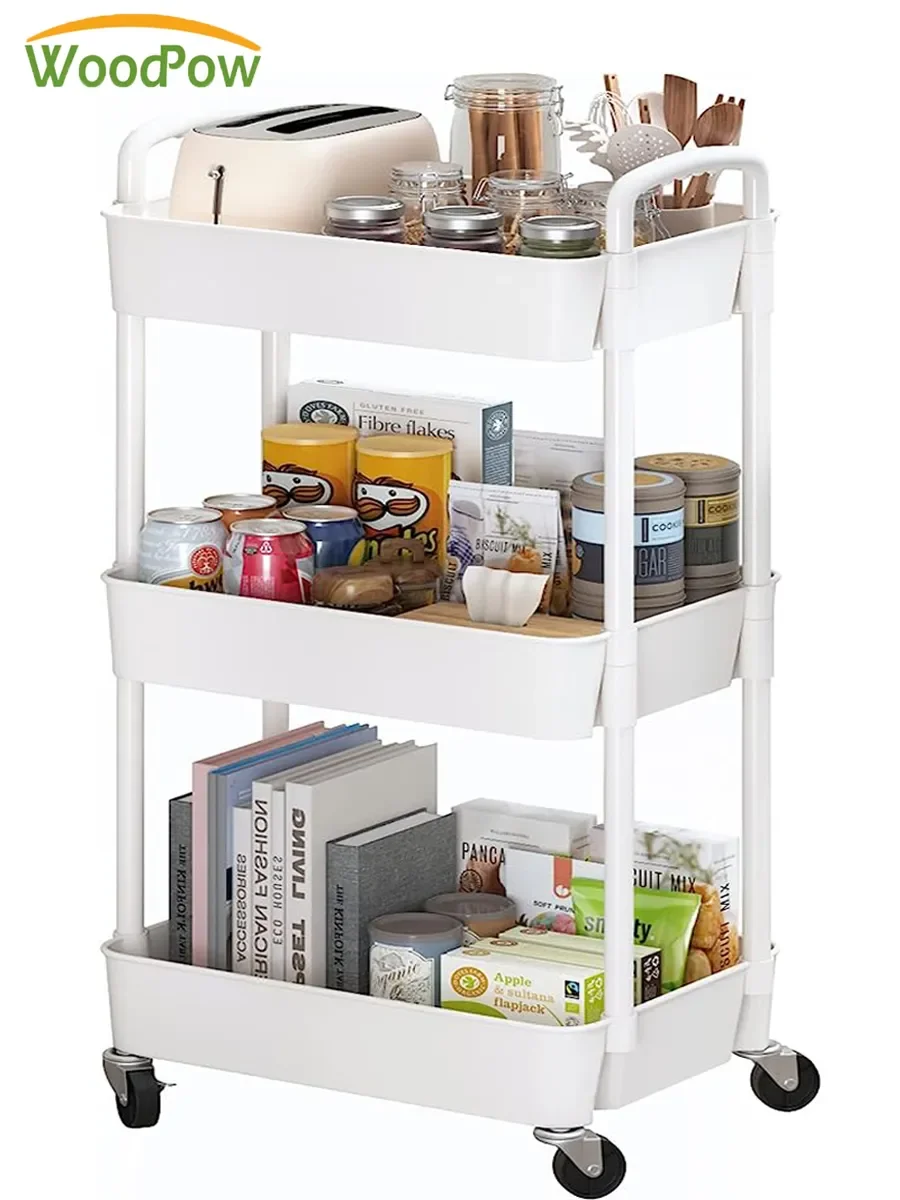 Multifunctional Plastic Rolling Storage For Kitchen, Office, Living Room Multi-layer Movable Household Trolley Storage Supplies