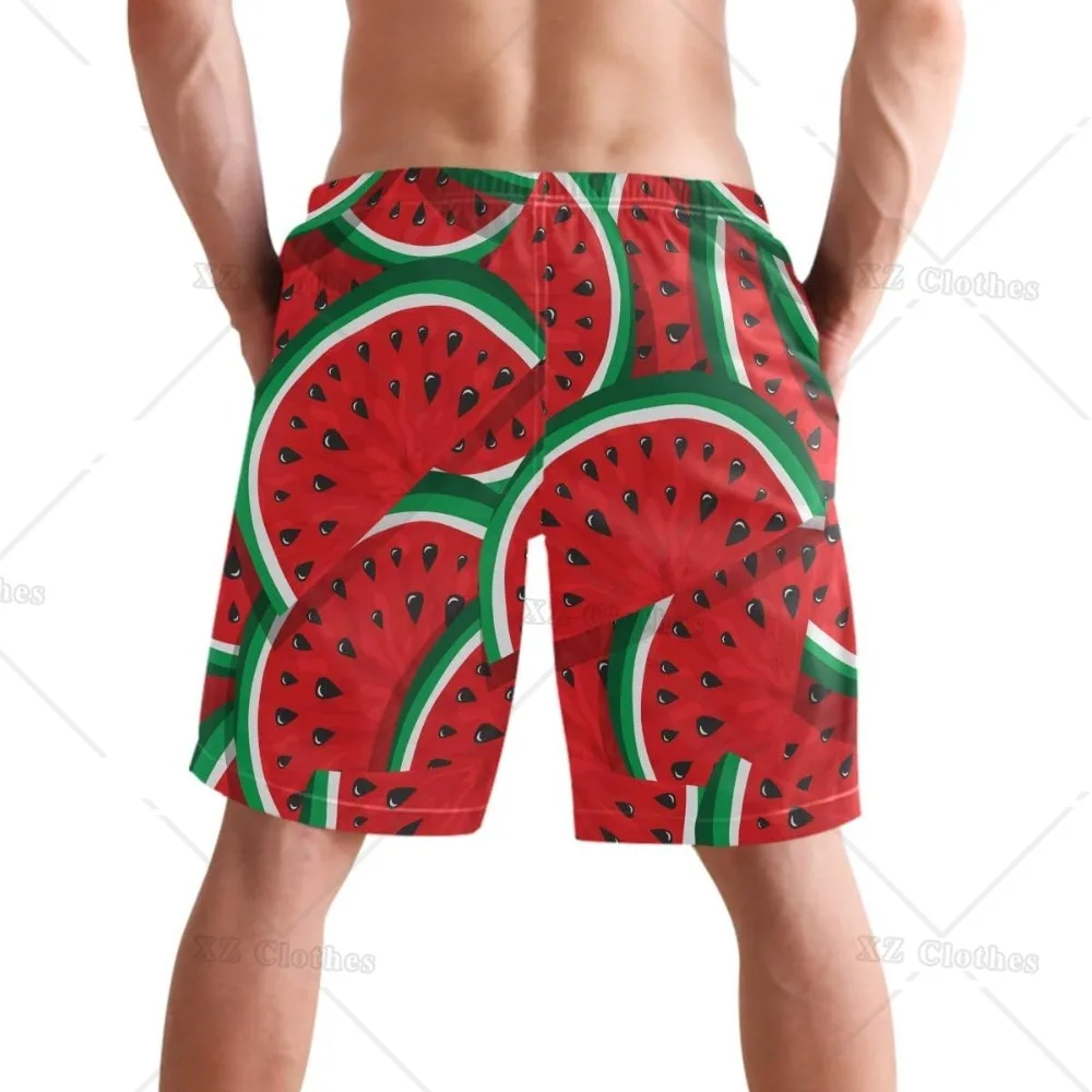 Watermelon Stylish Men's Swim Trunks Quick Dry Beachwear Sports with Pocket Running Swim Board Shorts Bathing Suits Mesh Lining 2