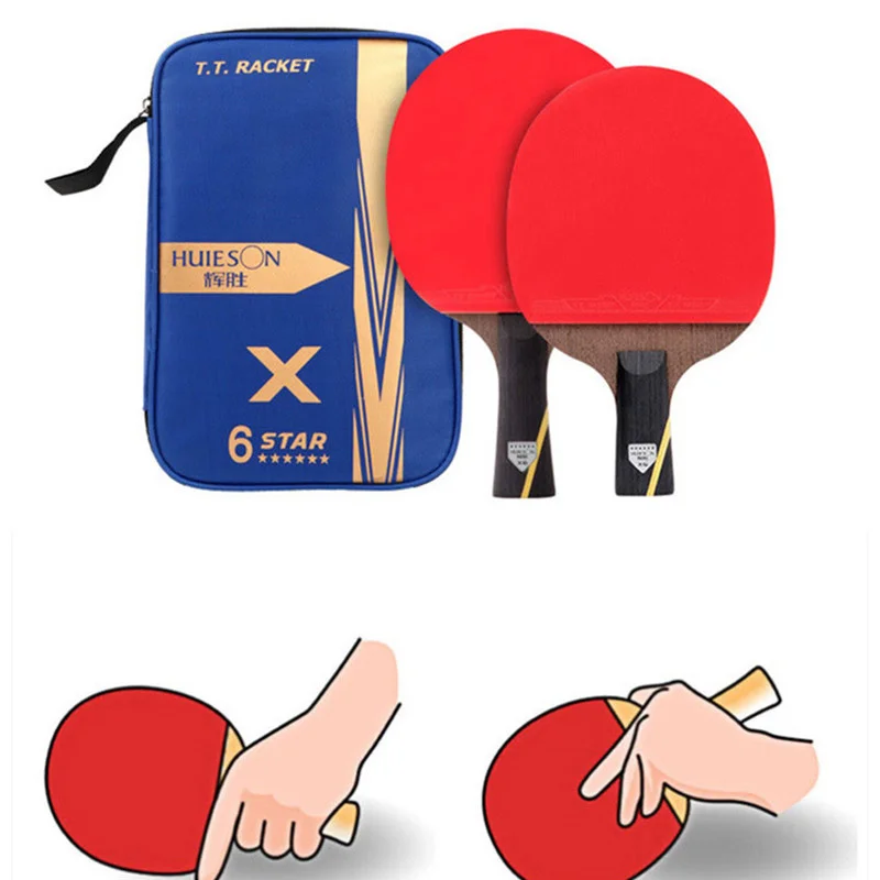 Huieson 1pair 6 Star Table Tennis Racket Carbon Double Pimples In ...