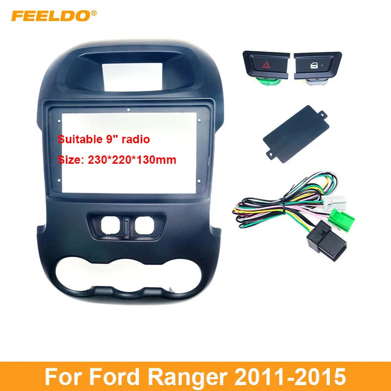 

FEELDO Car Auido Radio 2Din Fascia Frame Adapter For Ford Ranger 2011-2015 9" Big Screen Dashboard Fitting Panel Frame Kit