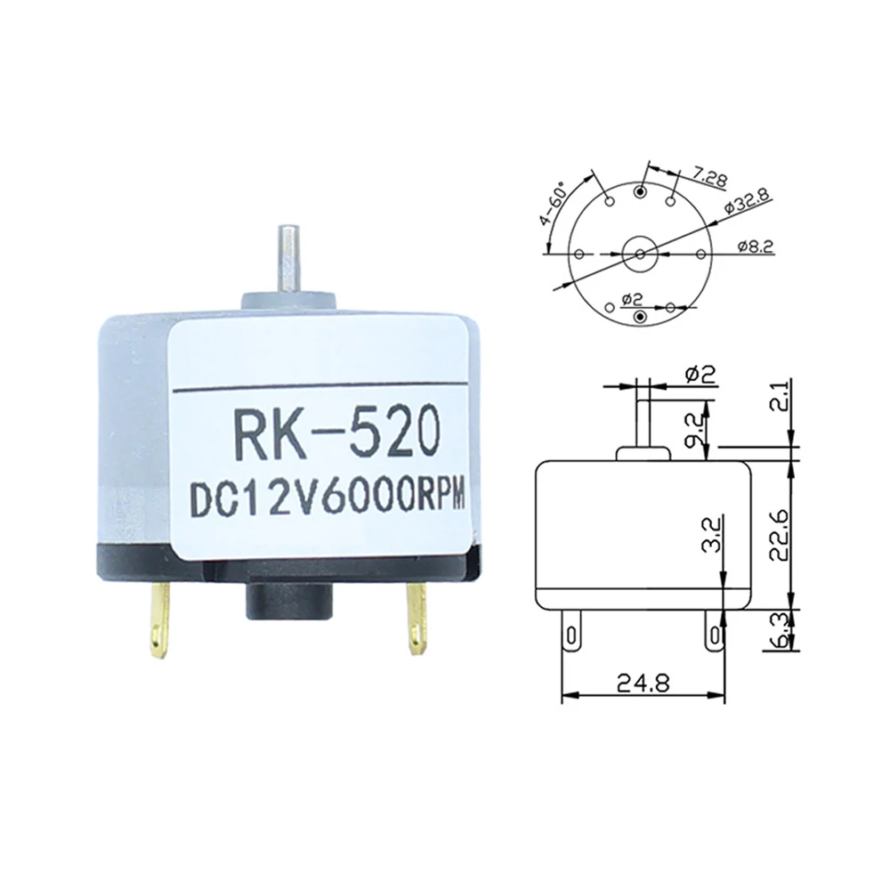 RK-520 DC 브러시 고속 모터 6V 12V 24V 미니 모터 저소음 6000 RPM 8000 RPM 10000 RPM DC 모터 긴 수명 시간 고전력