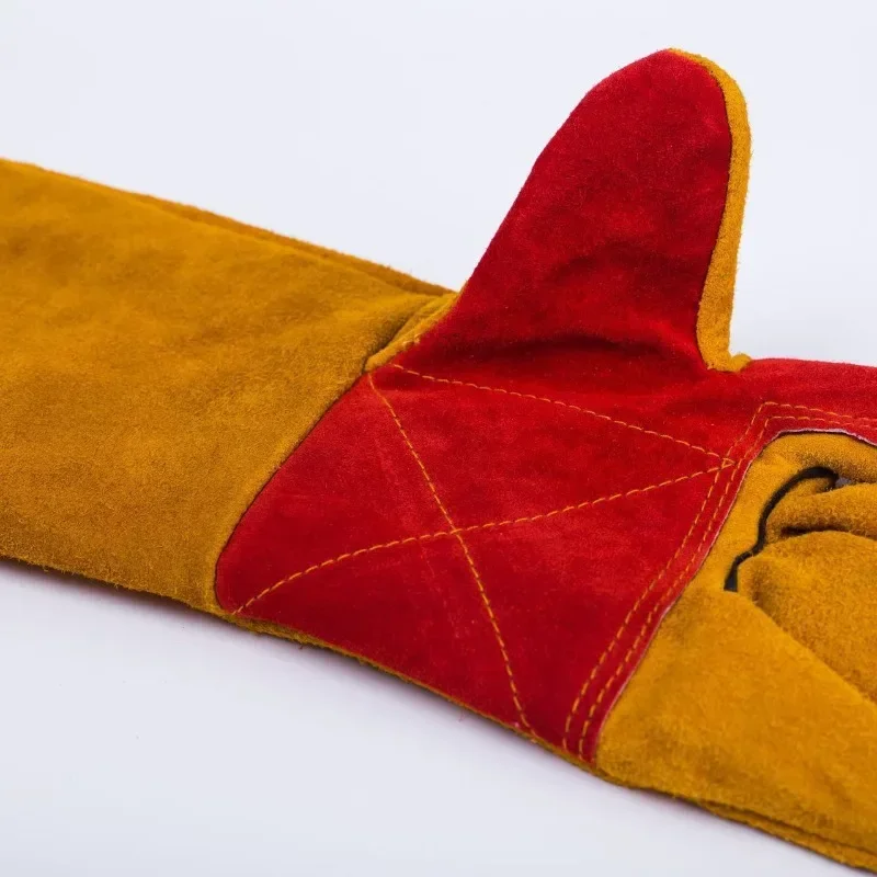 Long Sleeves Leather Welding Heat Resistant Stove Fire and Barbecue Glove Garden Pruning Puncture Resistant Pet Bite Gloves 4