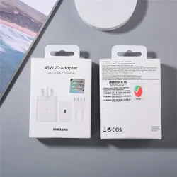 Samsung 45W Super Fast Charge EU/UK Certified Adapter Charger - UK set white