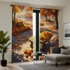 2 pieces of HD autumn wind deciduous pumpkin decorative curtain Yellow tie digital printed curtain home decoration style decorat 4