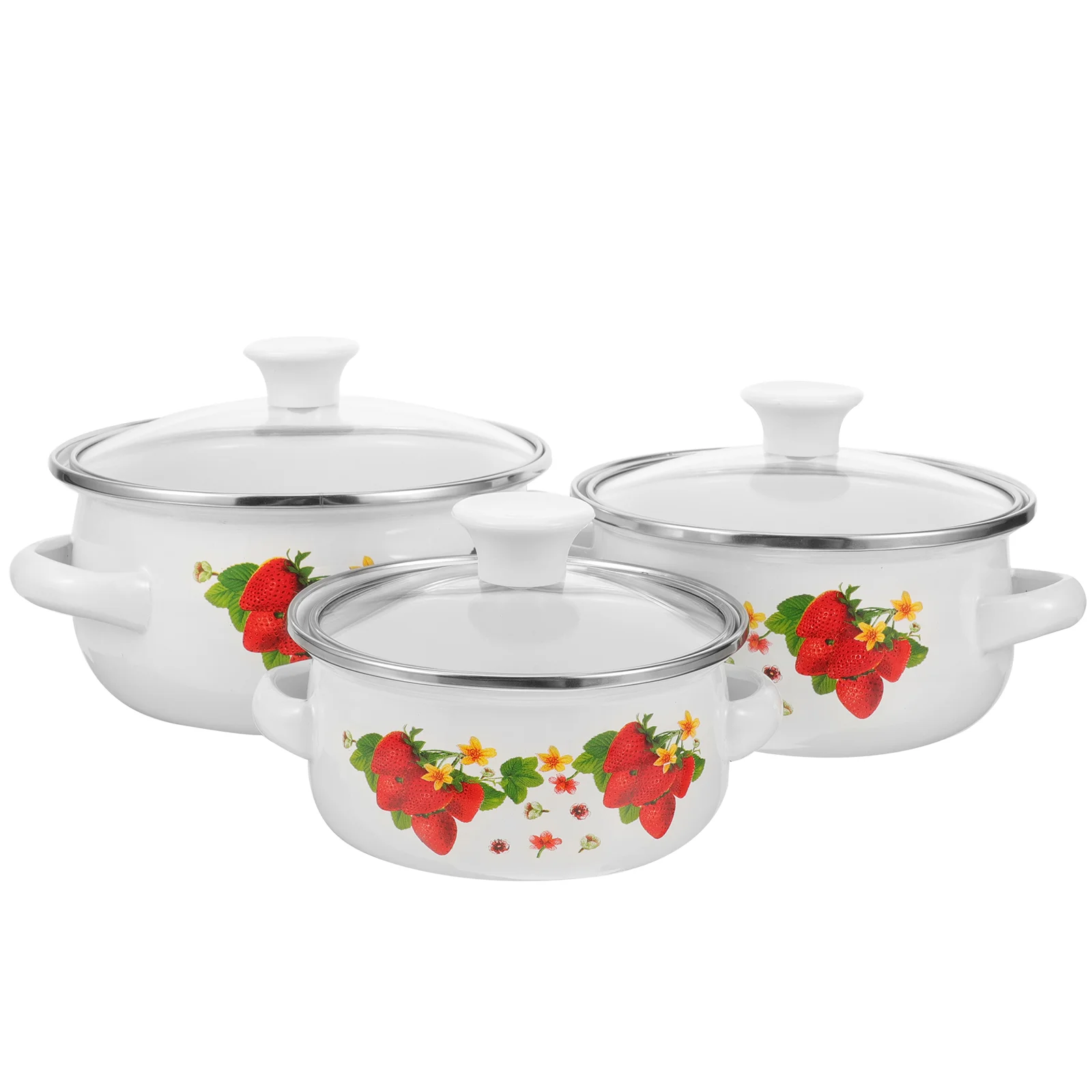 

Kitchen Enamel Stockpot Lid Retro Flower Enamel Stockpot Stew Bean Cooking Pot Vintage Soup Pot Handles Nonstick Cookware