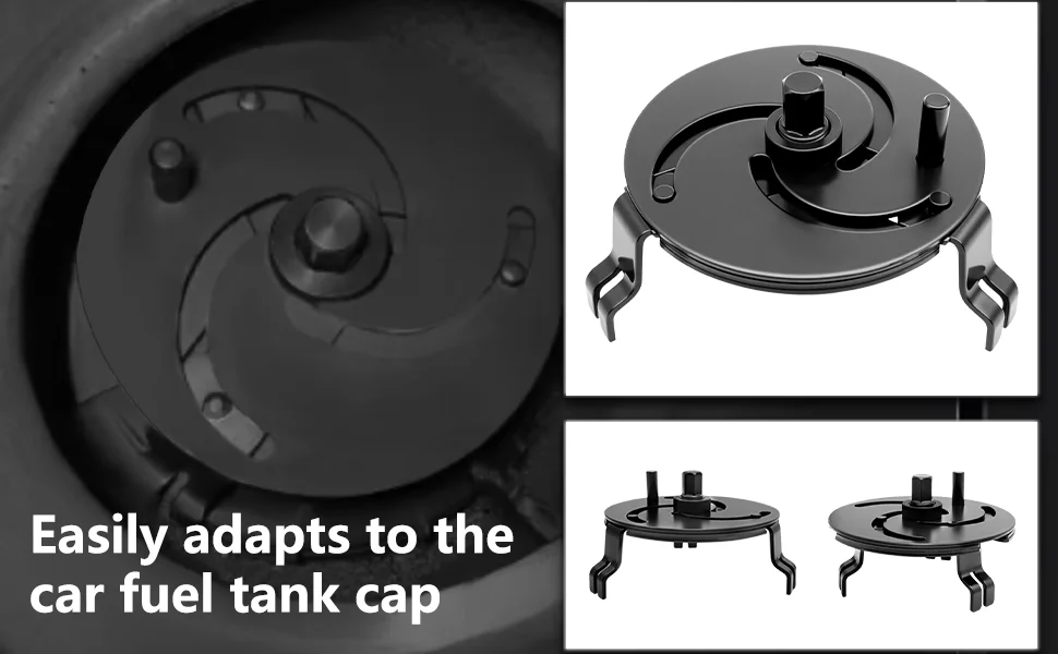 100-170 mm verstellbarer Kraftstoffpumpen-Abdeckungsschlüssel, dreiklauenförmiges Demontagewerkzeug, universelles Werkzeug zum Entfernen der Kraftstoffpumpenabdeckung und des Tankdeckels. – Detail 3