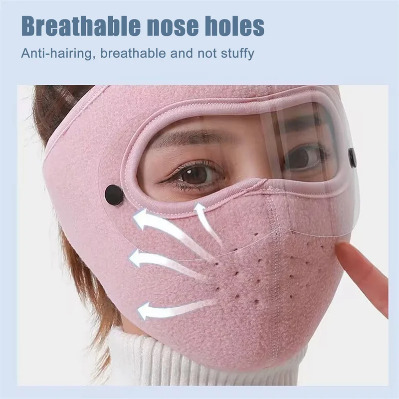 Outdoor Windproof Anti Dust Full Face Masks Cycling Ski Breathable Masks Eye HD Anti Fog Goggles Hood Cover Winter Warm Hat Caps