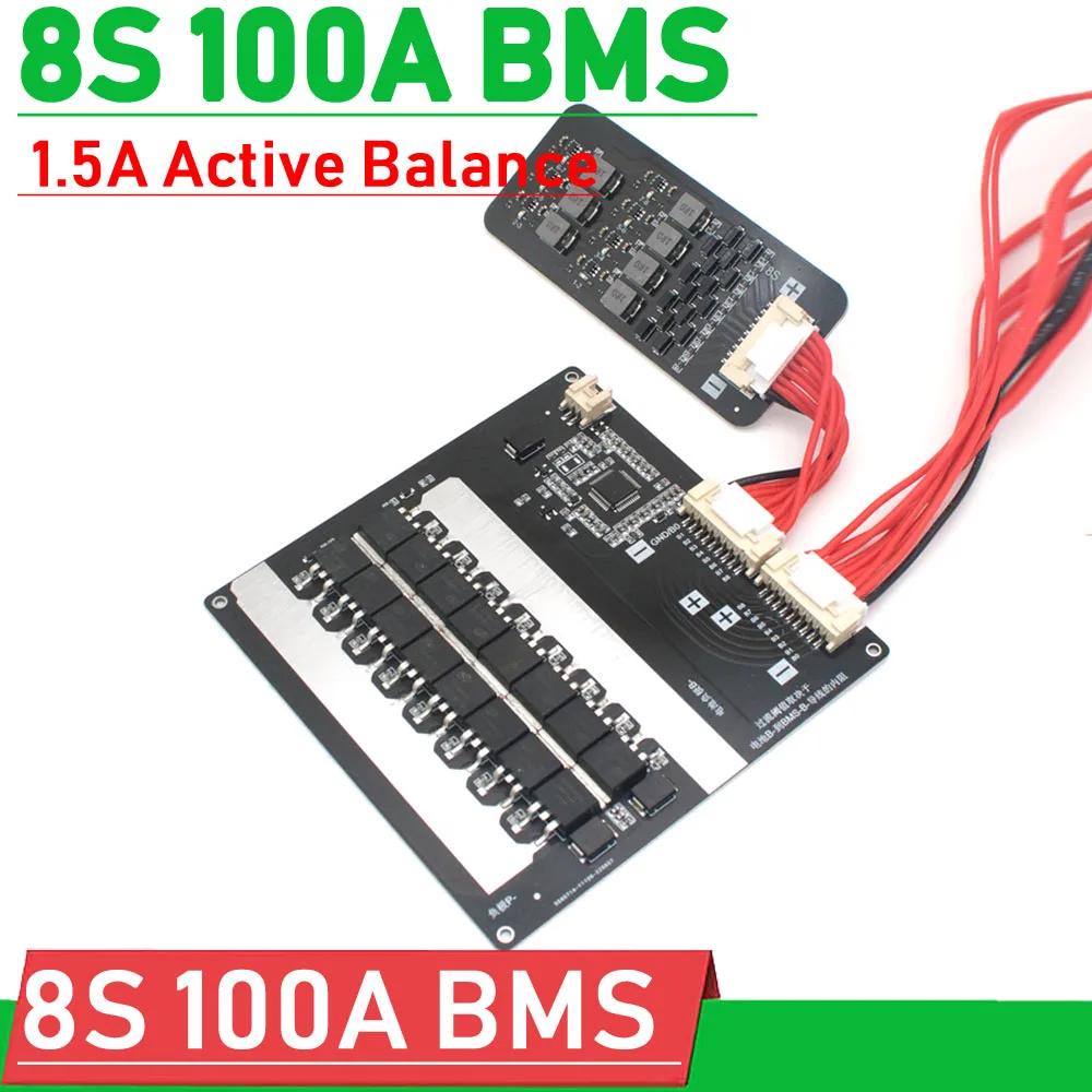 

8S 24V 100A Active Balance Lithium Battery Protection Board BMS LifePo4 Iron Phosphate 3.2V FOR Inverter Motorcycle car start