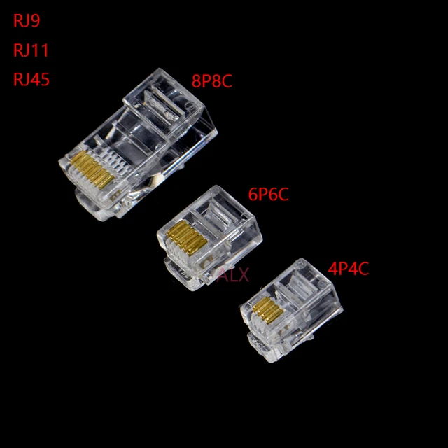 Lot de connecteurs d'extrémité de câble RJ9, 4P4C, RJ11, 6P4C, 6P6C, RJ45,  8P8C, cristal, 20