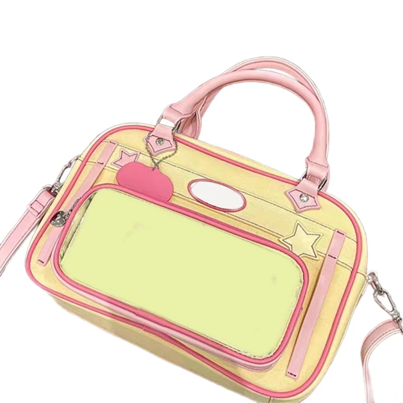 Japanese School Girl Crossbody Bag Student Anime Book Bag Transparent Shoulder Handbag Bag with Top Handle E74B