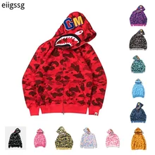 

3 Hoodie Fall Fashion Camouflage Couples Hoodie Casual Cardigan Hooded Bapes Shark Jacket Streetwear Men's Jacket 5XL