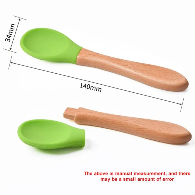 Tableware Baby Spoon Fork Set Children's Silicone Wooden Feeding Training Baby Dinnerware Cutlery Feeding Supplies 2pcs/set cutlery set,western style cutlery set,picnic cutlery set,picnic tableware,camping cutlery set,wooden cutlery set,baby feeding spoons