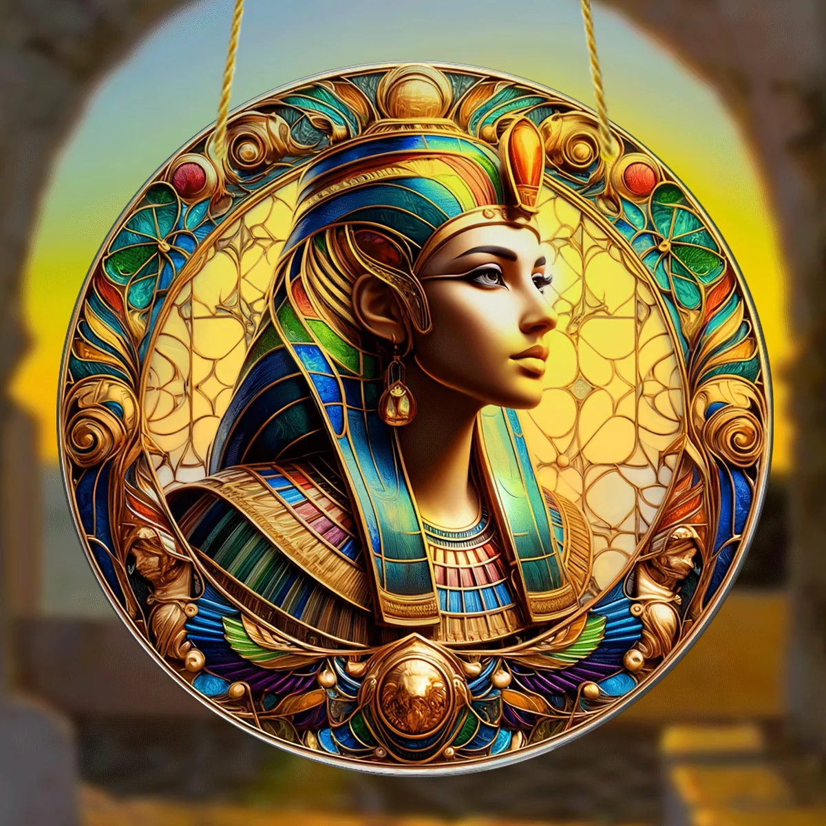 Glam Style Acrylic Decorative Sign&Plaque,Egyptian Goddess Bastet Sun Catcher,Symbolic Religious Theme,Wall Hanging,Home Decor - Image 3