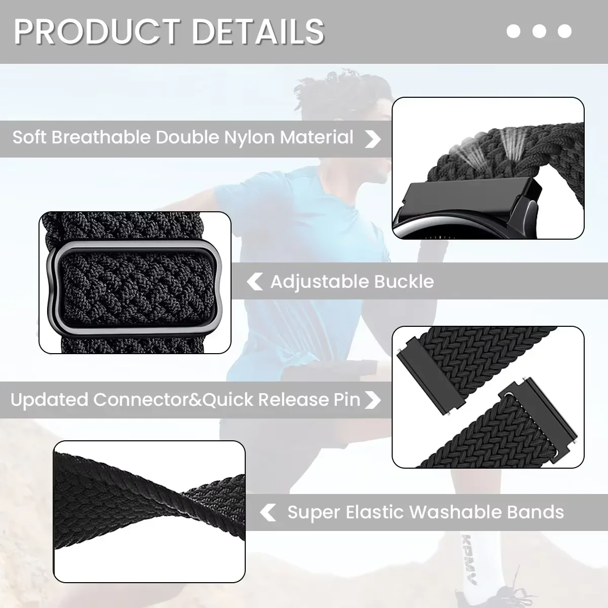 Braided Nylon Strap - Comfortable Wristband for Active Lifestyle