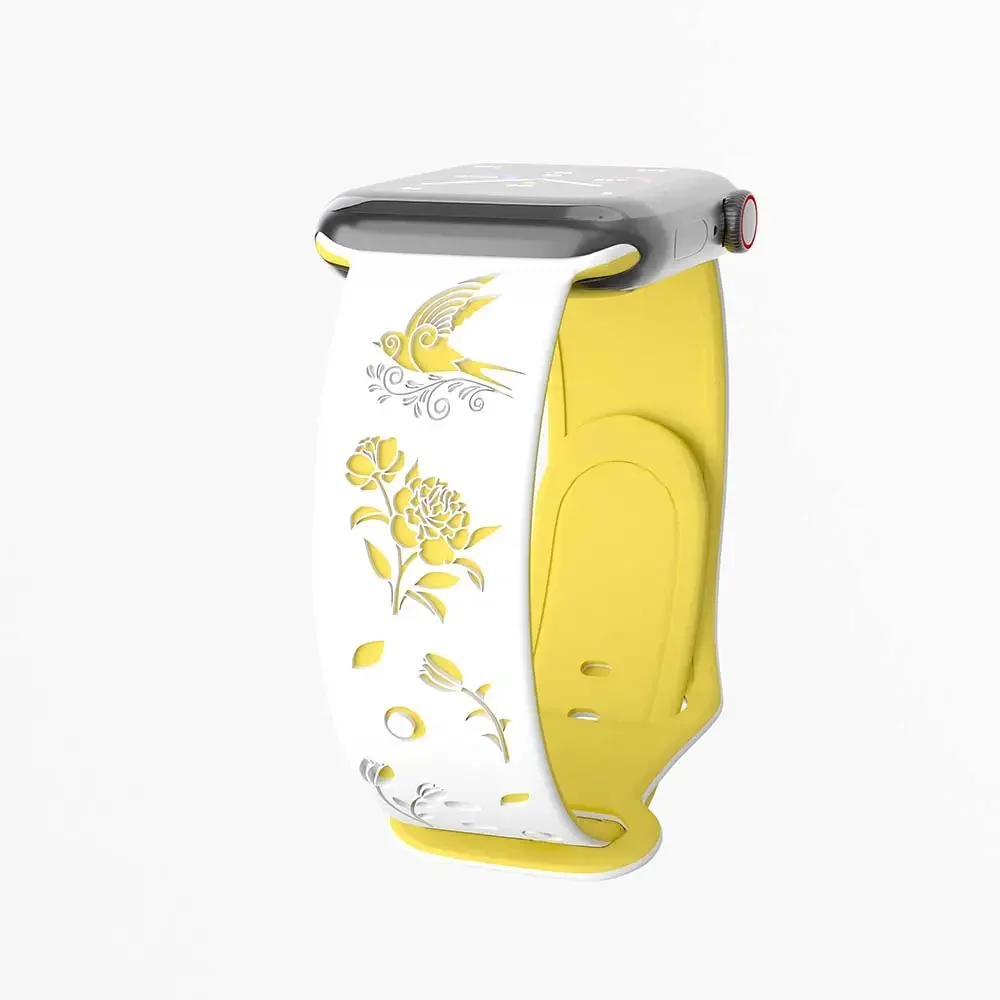Swallow Engraved Silicone Apple Watch Band Bracelet
