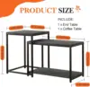Coffee Table , Modern Design for Living Room & Bedroom, Faux Marble Center Table with Storage, Set of 2 Nesting Side Tables 3