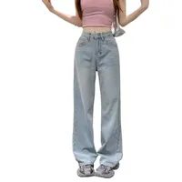 Women's Straight Leg Design Slimming Jeans Loose Fit Wide Leg Hong Kong Style Mm Design Sensibility - Image 4