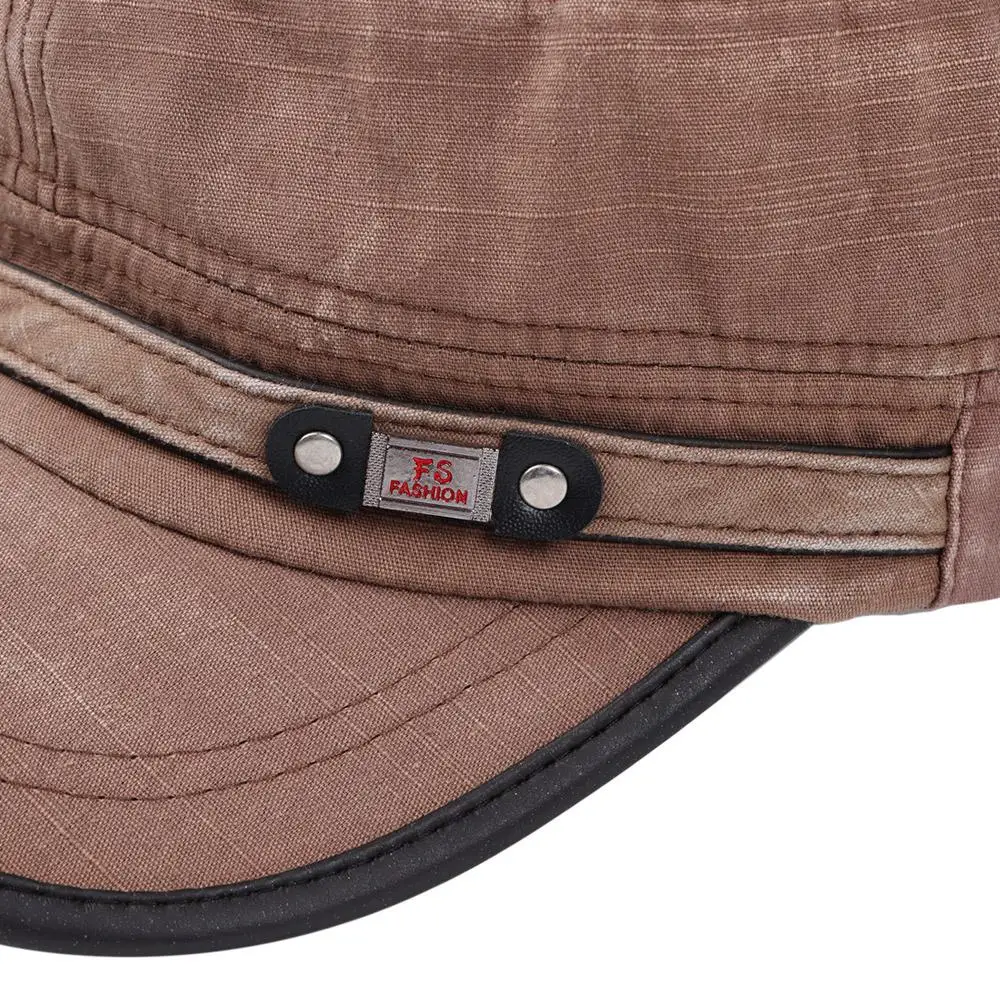 Men  Denim Baseball Cap Cotton Cadet Hat  Breathable Flat Adjustable Cap 3