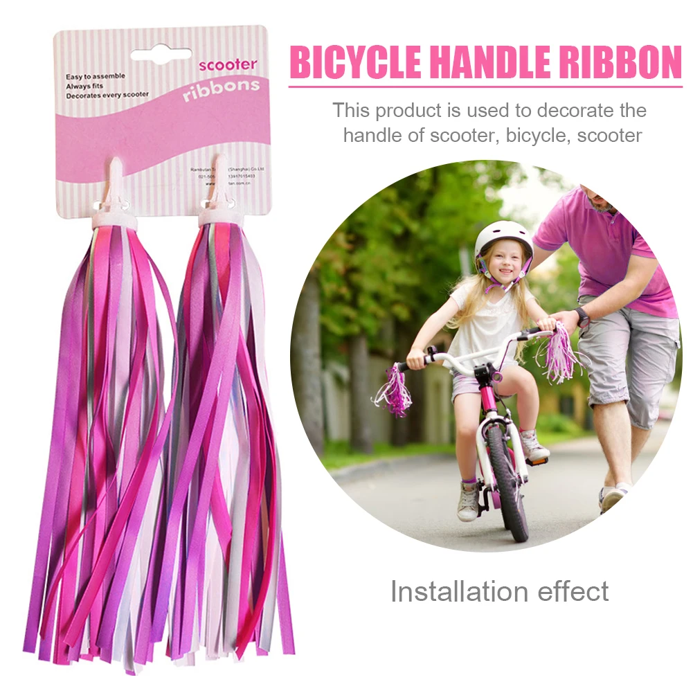 2pcs Bicycle Handlebar Colorful Tassel Streamers Kids Scooter Bike Decor Ribbon Tassel Ribbons Cycling Accessories
