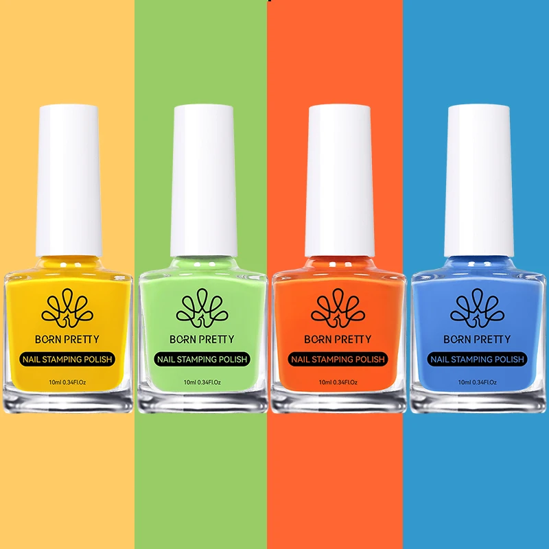 10ml Nail Polish Set BORN PRETTY Gold Silver Black White Color Nail Printing Polish DIY for Plate Design Varnish