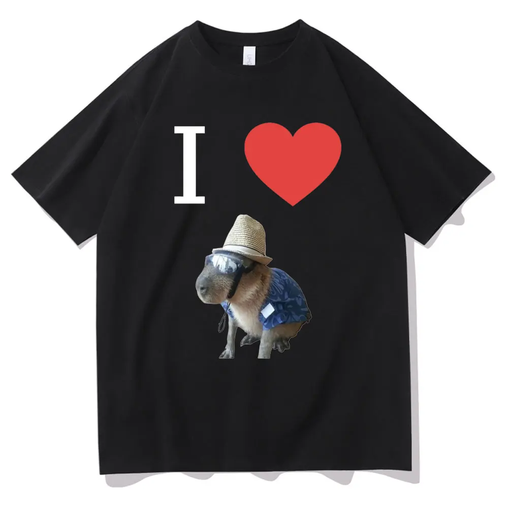 

I Heart Capybaras Print Funny Men Women Casual Fashion Oversized T-shirt Men's Streetwear Unisex Short Sleeve Harajuku Tshirt