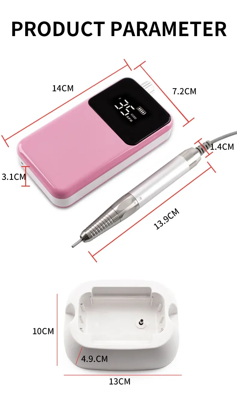 85W Electric Nail File 35000 RPM Cordless Professional Brushless Nail Drill Machine electric nail drill electric nail grinder