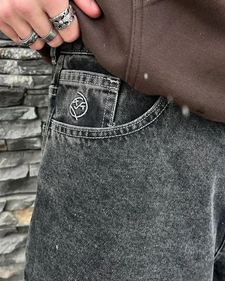 Polar Big Boy Streetwear Skateboard Retro Blue Denim Shorts Harajuku Hip Hop Cartoon Graphics Embroidered Baggy Short Sweatpants