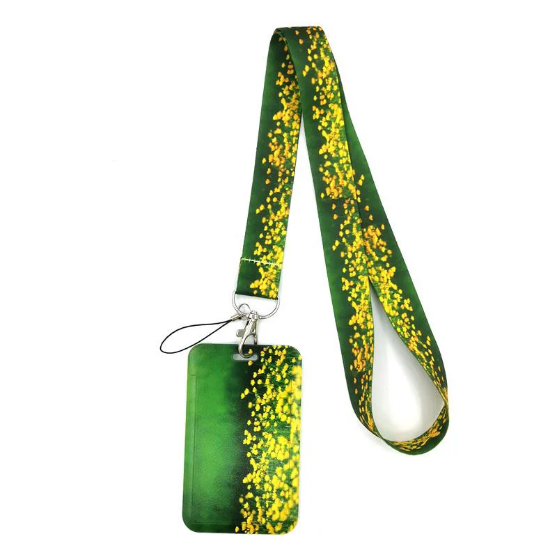 Green Grassland Yellow Flowers Neck Strap Lanyard for keys lanyard card ID Holder Jewelry Decorations Key Chain for Accessories